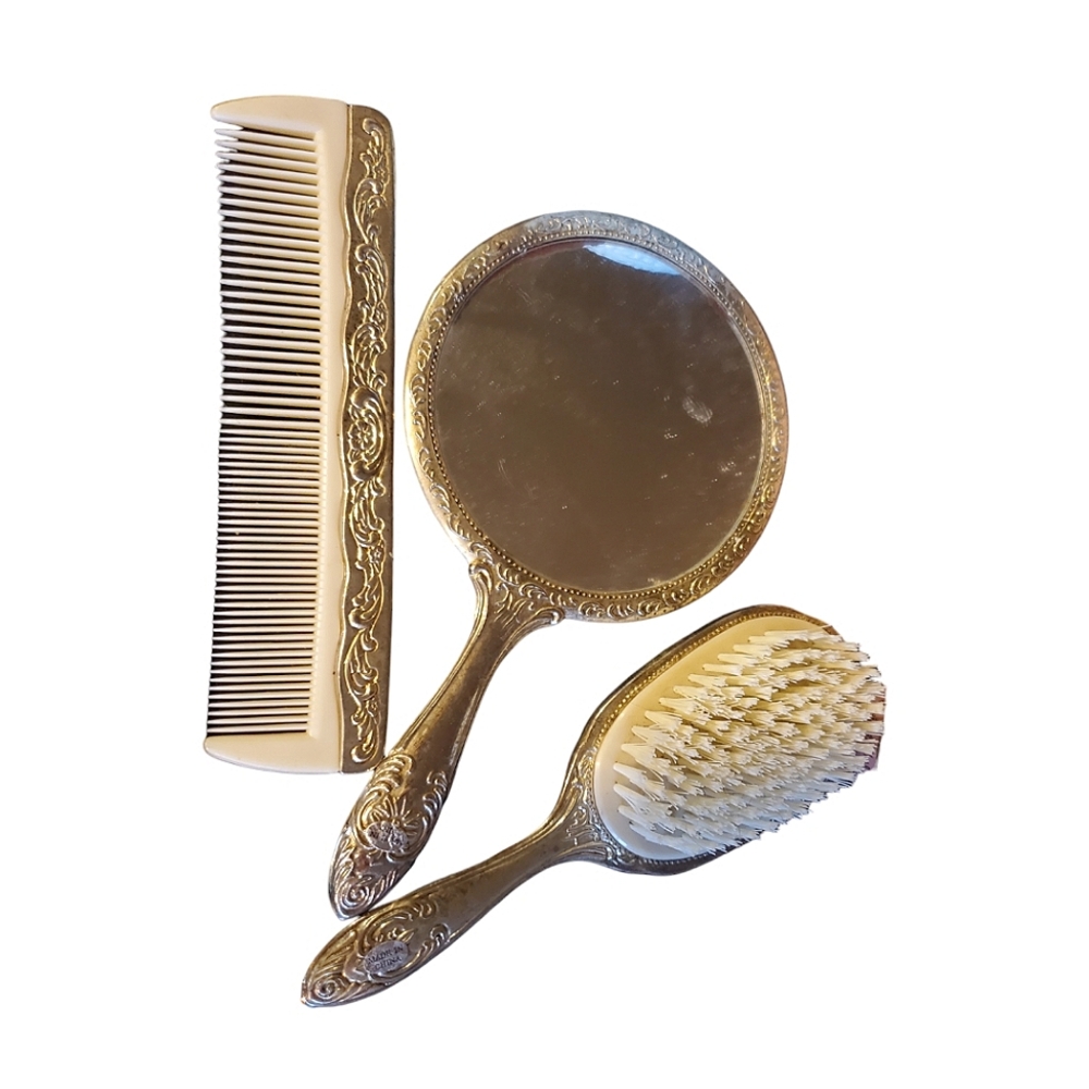Vintage silver plated vanity set